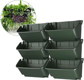 JungleScape - Verticale tuin plantenbak - Binnen & Buiten - Kliksysteem - Met watersysteem - Breed 33x18,5 cm - Green wall - Moestuin - Groen - 6 stuks