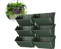 JungleScape - Verticale tuin plantenbak - Binnen & Buiten - Kliksysteem - Met watersysteem - Breed 33x18,5 cm - Green wall - Moestuin - Groen - 6 stuks
