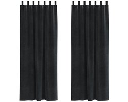 vidaXL - Gordijnen - 2 - st - Zwart - 140 - x - 225 - cm - fluweel