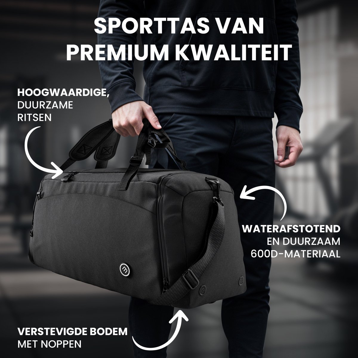 bemaxx Sporttas Gymbag Reistas 40L / 60L - 60L, Zwart thumbnail 3