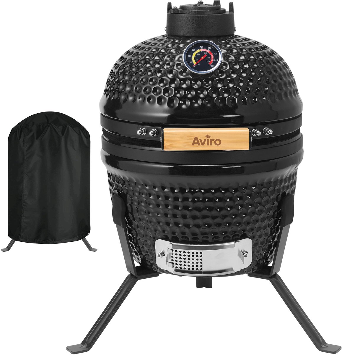 Infinity Goods Kamado BBQ Egg - 13 Inch - Inclusief Hoes - Houtskoolbarbecue - Ø 27 CM - Zwart