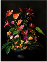 Poster 90x120 cm - Bloemen - Vaas - Kleurrijk - Posters - Kamer decoratie - Wanddecoratie woonkamer - Muurdecoratie slaapkamer