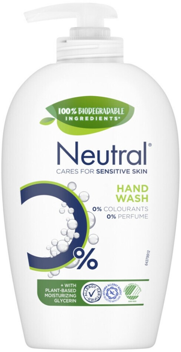 Neutral - Vloeibare Handzeep - Gevoelige Huid - 0% Parfum & Kleurstof - 100% Biologisch Afbreekbaar - 250 ml