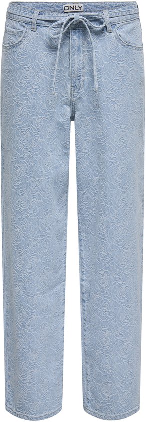 Only Jeans Onlgianna MW Straight Flower Dnm BJ 15352390 Blue Denim Femme Taille - W28