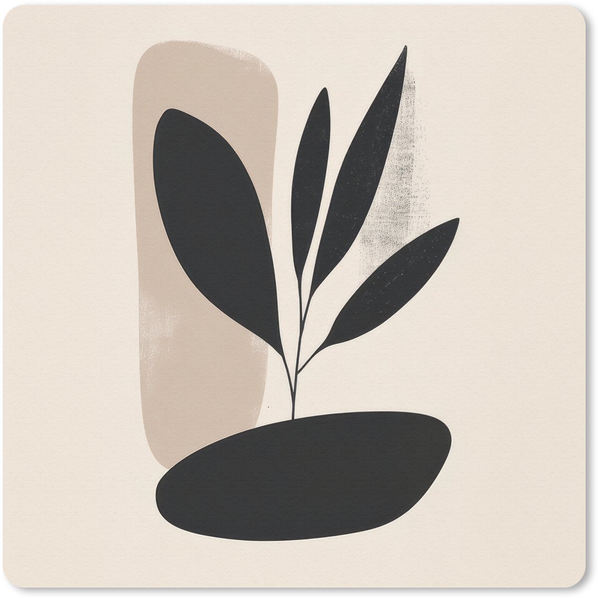 Muismat 20x20 cm - Mousepad Plant - Beige - Japandi - Muismatten