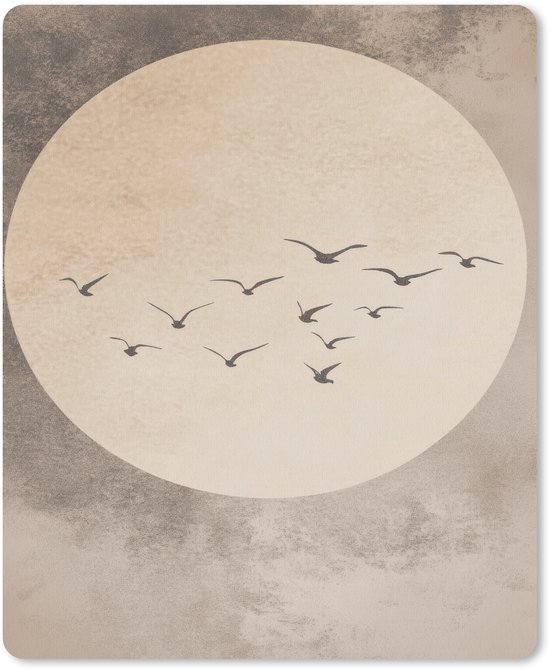 Muismat 19x23 cm - Mousepad Vogel - Beige - Japandi - Muismatten