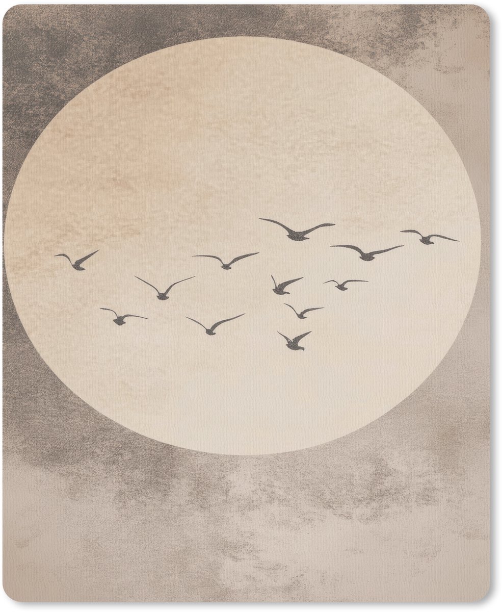 Muismat 19x23 cm - Mousepad Vogel - Beige - Japandi - Muismatten