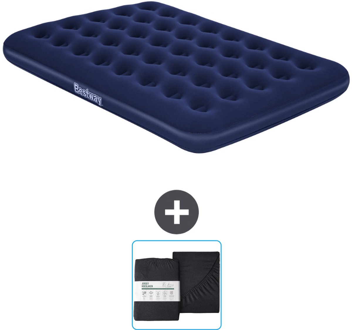 Bestway luchtbed - Twijfelaar - 137 x 191 x 22 cm - Blauw - Inclusief en Hoeslaken