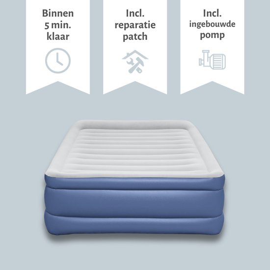 Bestway luchtbed - 2-Persoons - 152 x 203 x 61 cm - Grijs/Blauw - Inclusief pomp en Hoeslaken van Bestway — afbeelding 4