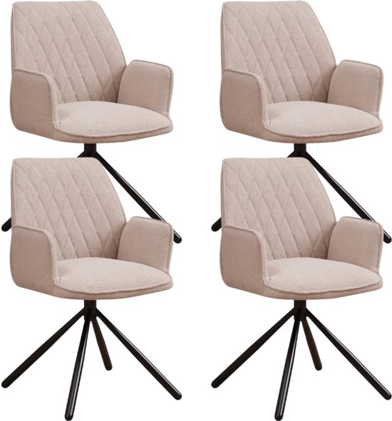 Moderne draaibare eetkamerstoelen, 4-delige set, met kunstlederen