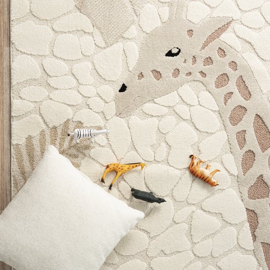 the carpet Jungle Kids - Kindertapijt voor de kinderkamer, kindertapijt, 3D- effect, onderhoudsvriendelijk, duurzaam, Leeuw, 80 x 150 cm