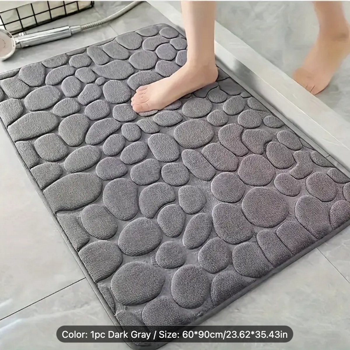 Badmat Antislip 60x90cm - 2 stuk badmat set - Water absorberende Badkamermat - Wasbare Douchemat - Sneldrogend zachte comfortabele badmat met uitstekende absorptie - Gray