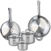 Set van 2 Elo Profi Citrin kookpannen 28 en 32 cm en 3 braadpannen 14, 16 en 20 cm