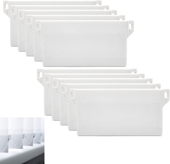 10 pièces accessoires pour stores verticaux, lattes de poids de remplacement, pièces de rechange pour stores bas 89X49mm (blanc)