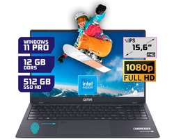 GMR - 15.6 Inch Full HD Laptop - Intel N95 - 12GB DDR5 RAM - 512GB SSD - Windows 11 Pro voor Thuis, Office en Studie notebook