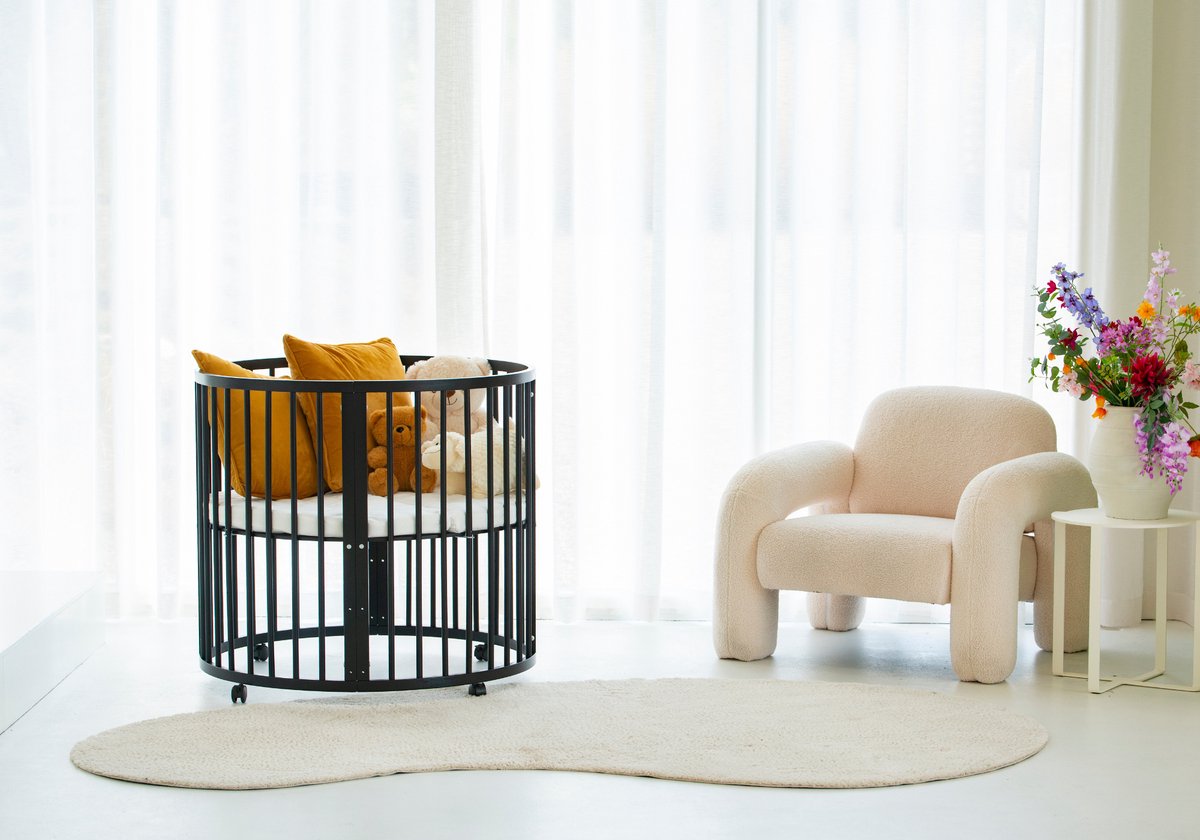 Buxibo Baby Box - Grondbox - Speelbox - Playpen - Kinderbox - Rond - Inclusief Matras - Op Wielen - 92x92x80.5cm - Zwart – foto 8