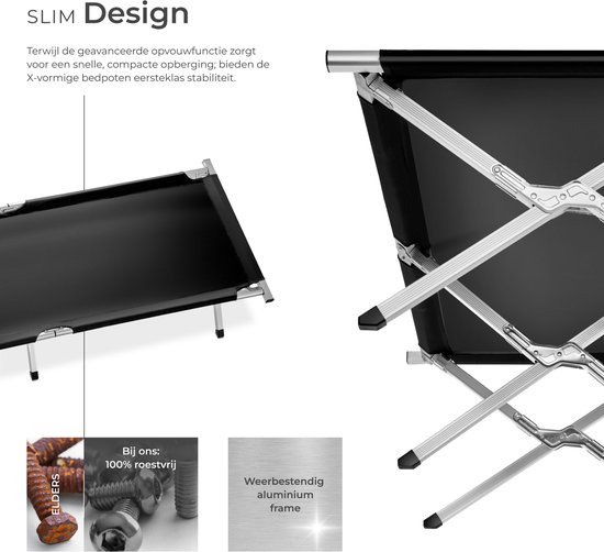 tectake® XL Aluminium Kampeerbed - Campingbedje, Draagvermogen tot 150 kg - Inclusief Transporttas - Diverse Kleuren en Hoeveelheden - (3x Groen