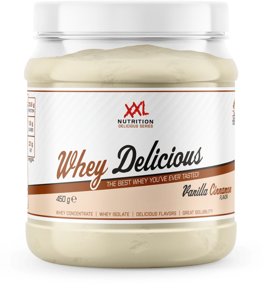 Goedkoopste XXL Nutrition - Whey Delicious - 80 Eiwit - Vanille Kaneel - Wei Eiwitpoeder met BCAA & Glutamine, Proteine Poeder, Eiwit shake, Whey Protein - Diverse Smaken - 450 gram (15 shakes