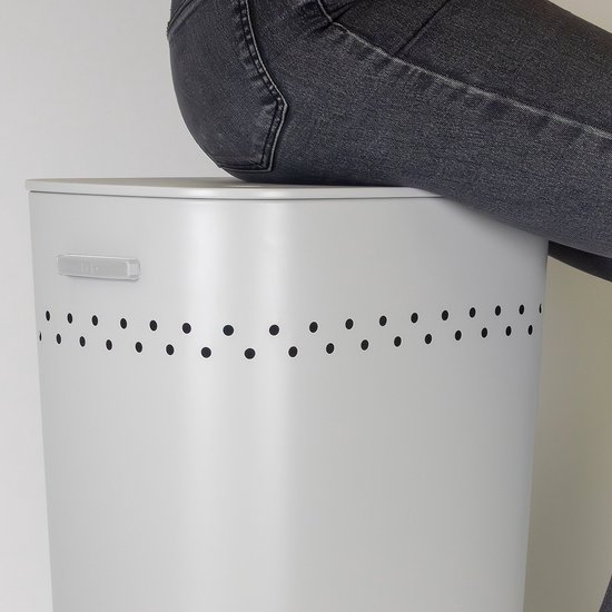 kela MALAGA, zit-wasmand met deksel, wasverzamelaar met goede luchtcirculatie, wasmand 39,5 x 29,5 x 57,5 cm, MALAGA, metalen mand lichtgrijs
