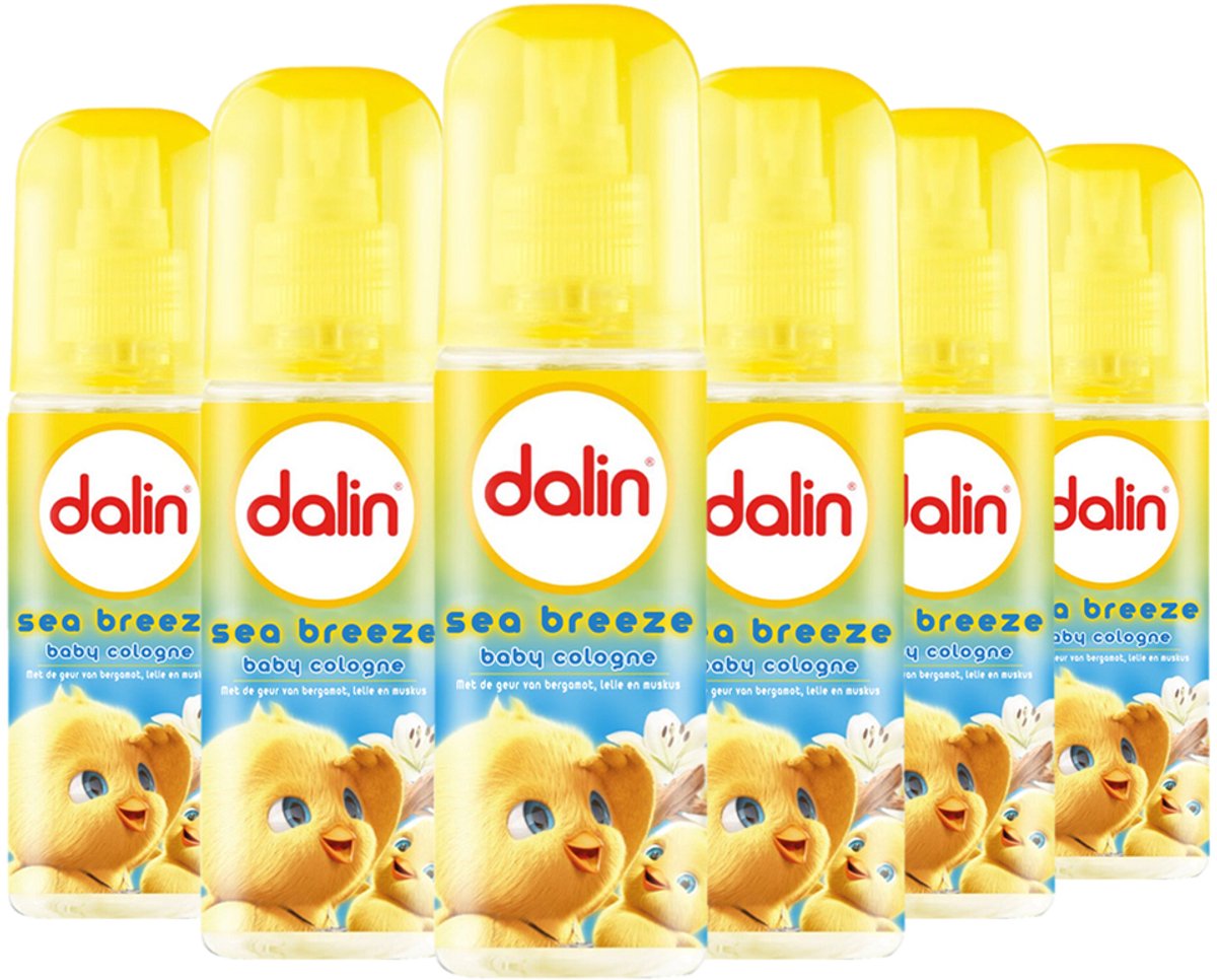 Dalin Baby Cologne, 6 x 150 ml, Frisse en Zachte Geur voor de Gevoelige Babyhuid - Zachte Zeebries
