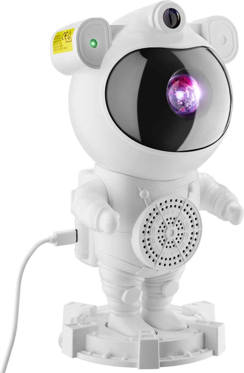 tectake® LED Sterrenhemel Projector - Astronaut Nachtlampje - Kinderlamp - Sterrenlamp voor Kinderen - Galaxy Projector met Timer - Inclusief Bluetooth en Muziekfunctie - 360° Draaibare Lamp met Sterren, Maan en Nevel – foto 2