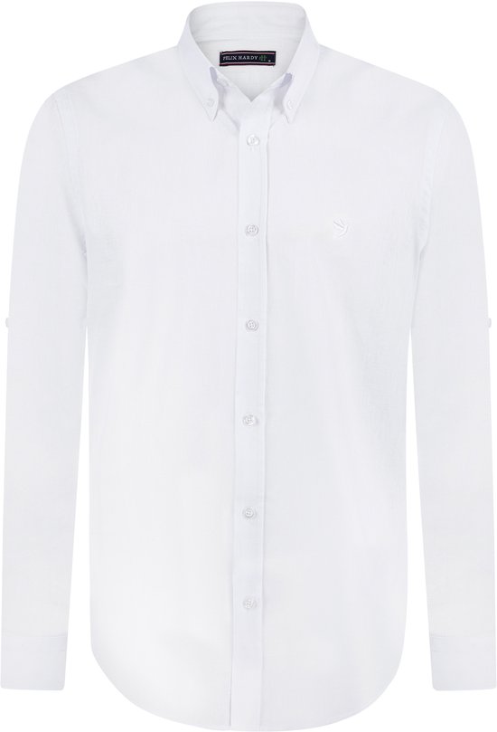Felix Hardy Linnen Katoen Blend Shirt - Overhemd Heren Wit - L