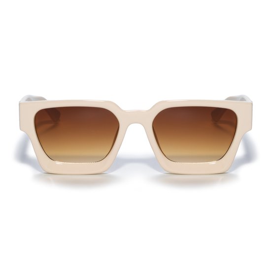 Zonnebril vierkant - Zonnebrillen - Festival bril - Rave bril - Glasses - Dik montuur - Beige met bruine lenzen van Gobi Amsterdam — afbeelding 2