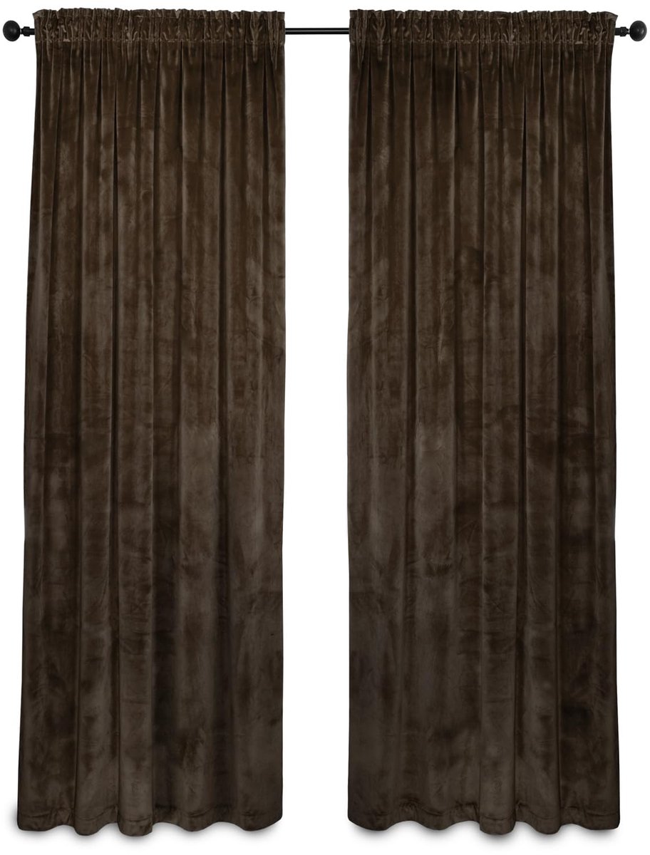 Unyqoos ® Verduisterend Fluwelen Gordijn Met Plooiband Voor Privacy En Stijl In Elke Kamer 140 x 245 cm Bruin