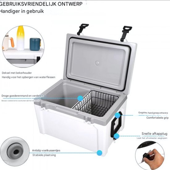 Koelbox 57L - Frigo Vriezer - Koelkast - Draagbare frigobox - Camping - Isolerend - Ruimte voor 50 blikes van Merkloos — afbeelding 5