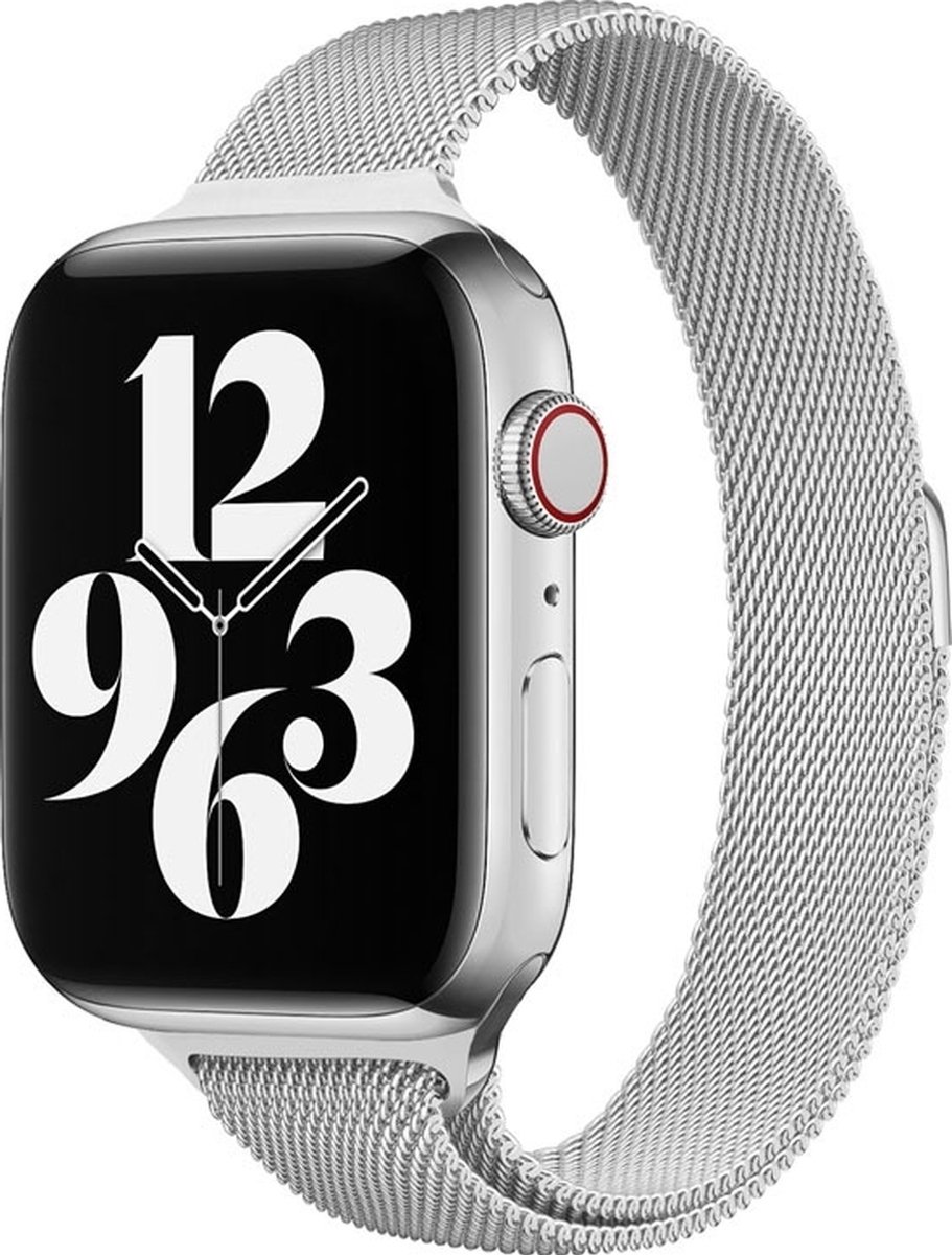 Mobigear Milanese Watch bandje geschikt voor Apple Watch Bandje Magneetsluiting | Mobigear Slim Loop - 42/41/40/38 mm - Zilver