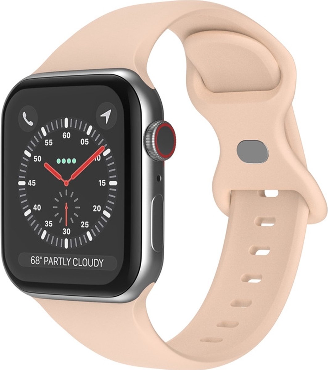 Mobigear Siliconen Watch bandje geschikt voor Apple Watch Bandje Druksluiting | Mobigear Sport Dual - 49/46/45/44 mm - Pastelroze