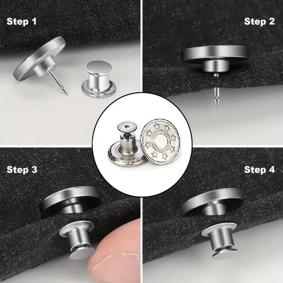 12 stuks vervangende jeansknoppen, 17 mm vervanging geen naai verwijderbare metalen jeansknoppen, verstelbare jeansknoppen, voor jassen, kleding, spijkerrok, doe-het-zelf ambachten, kleding repareren