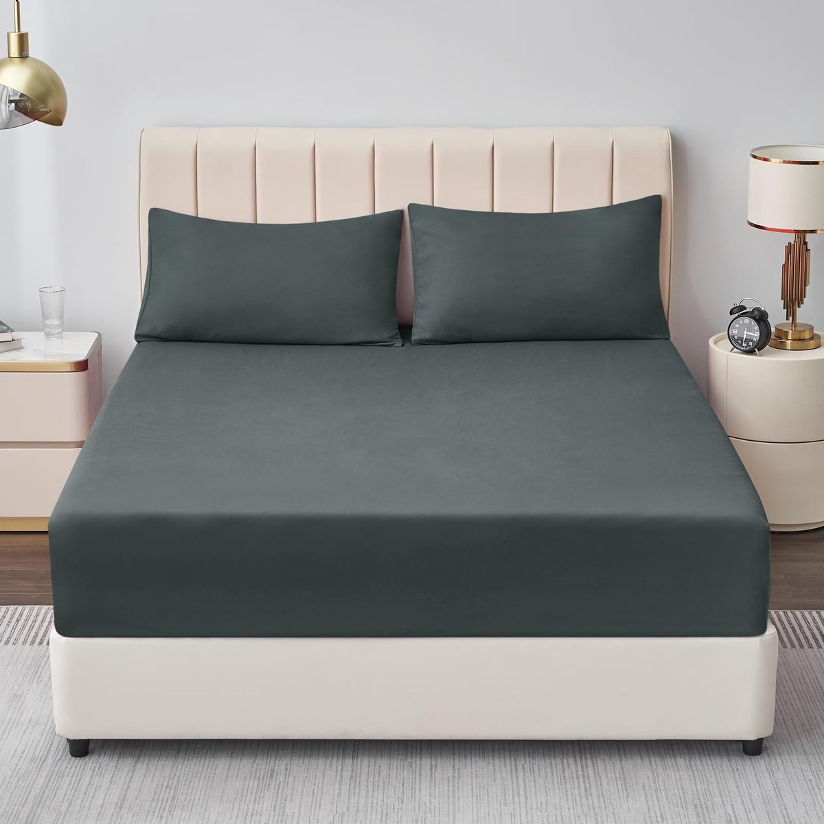 Unyqoos Extra Zacht Microvezel Hoeslaken voor Boxspring en Waterbed, 160 x 200 cm, Antraciet Grijs