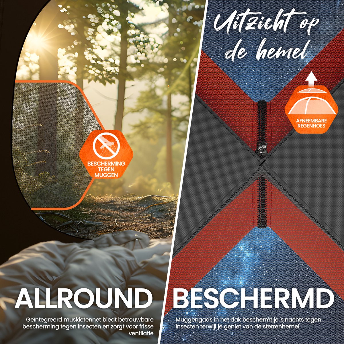 ELONEO Opblaasbare Camping Tent voor 1–3 Personen met Luifel, 210x210x140 cm – foto 4
