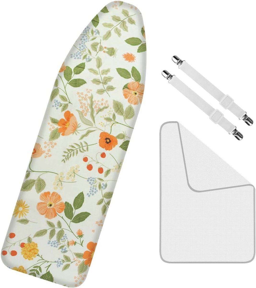 Goedkoopste Strijkplankhoes 120x40 cm voor stoomstrijkstation met 4-laags dikke rugvulling van 100 katoen - Groene madeliefjes - Geschikt voor strijkplanken van 38-45 cm x 130-140 cm - Duurzaam en elastisch设计。