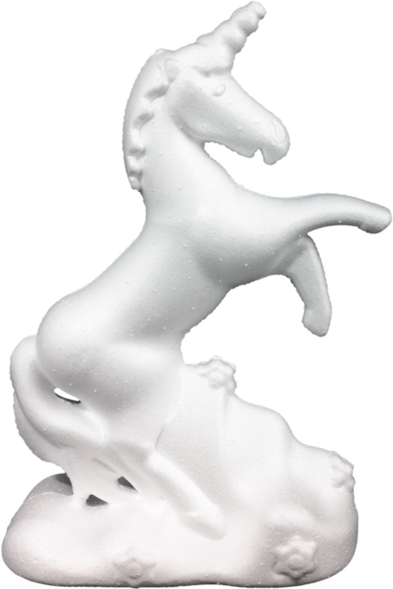 Hobbygroep eenhoorn knutsel figuur styropor decoratie 18 cm.
