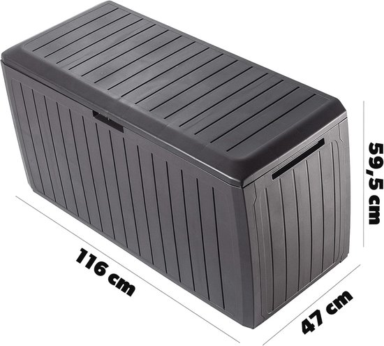 Casaria Opbergbox, 190 l, houtlook, waterafstotend, afsluitbaar deksel, tuin, balkonbox, tuinbox, kist, bruin