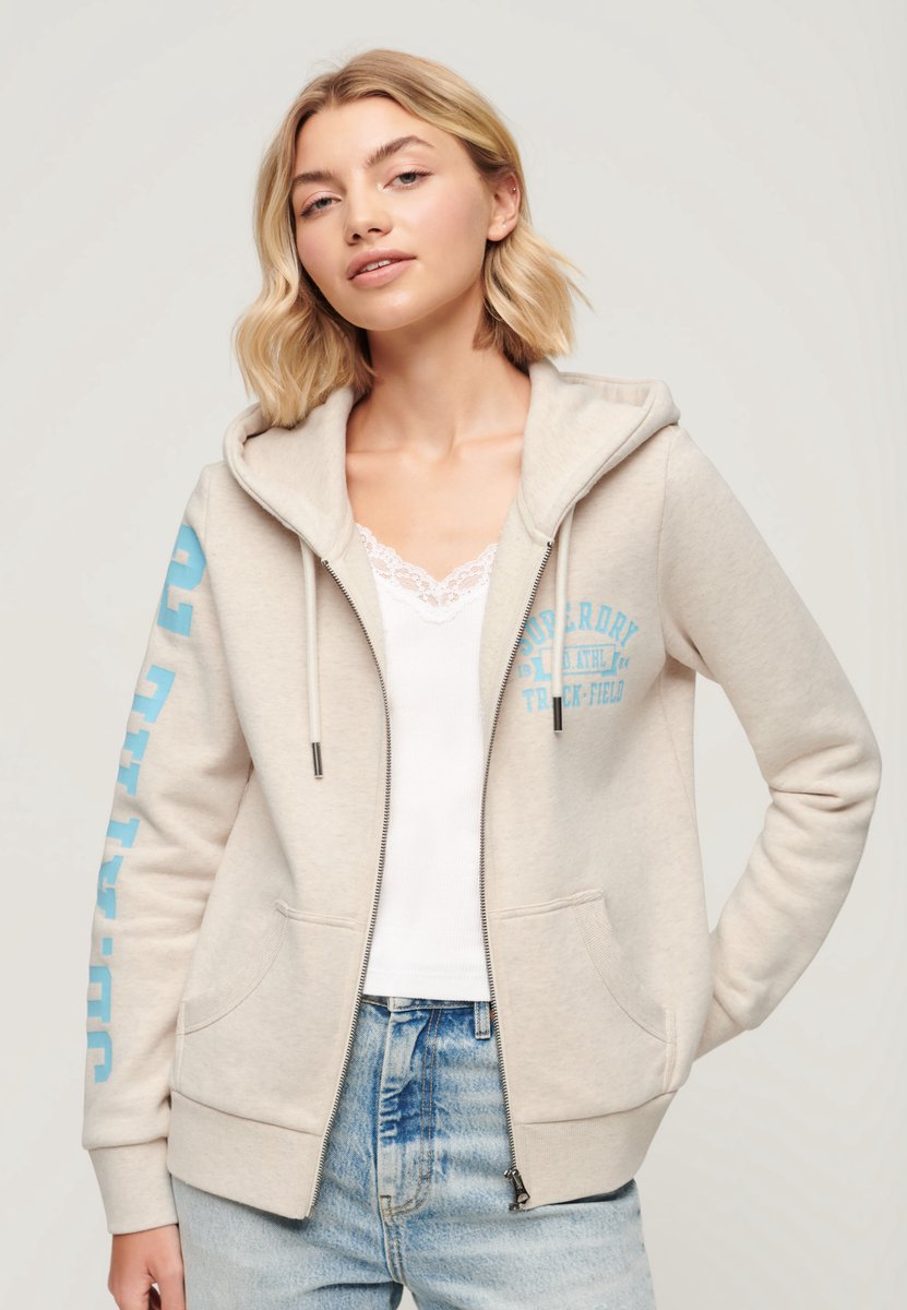 Superdry Super Athletic hoodie met grafische print en rits Dames Hoodies Creme