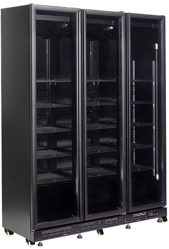 Combisteel Koelkast - 1200L - Zwart - +2°C/+10°C - Geforceerd - 3 Draaideuren - Wielen - 1600x600x2100mm - Horeca Koelkast