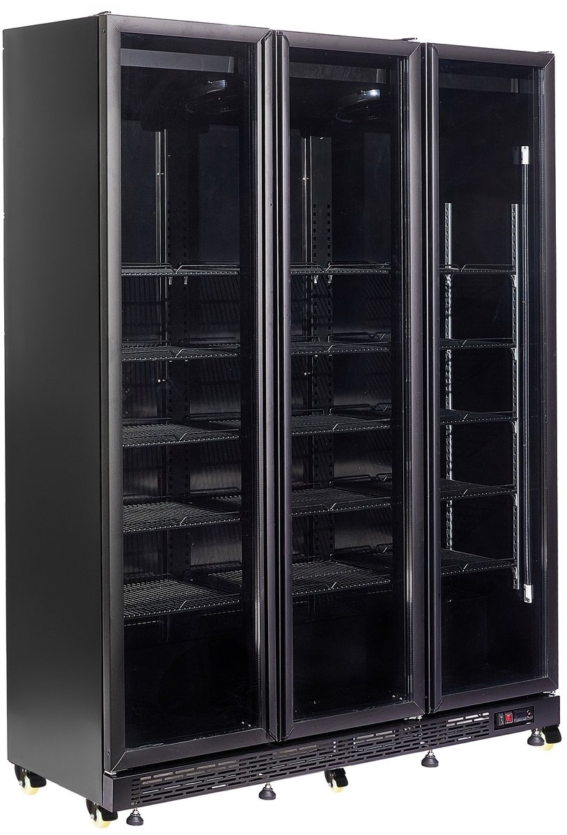 Combisteel Koelkast - 1200L - Zwart - +2°C/+10°C - Geforceerd - 3 Draaideuren - Wielen - 1600x600x2100mm - Horeca Koelkast
