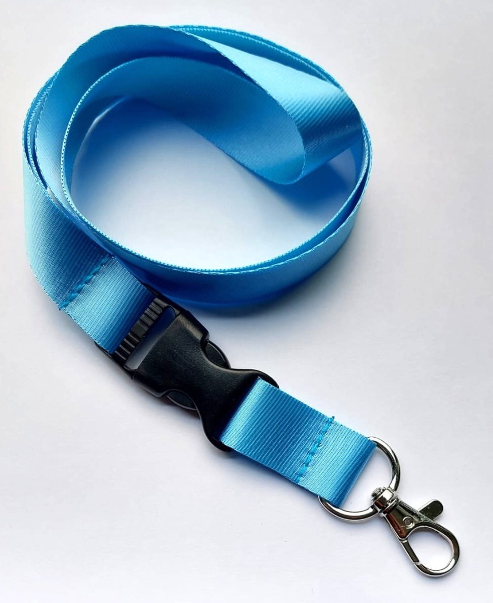 Ecorare® - Sleutelkoord - Kliksluiting - Lanyard - Keycord - Lichtblauw - 50 cm