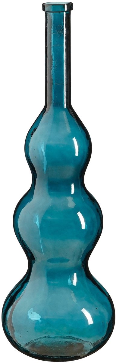 Mica Decorations Vaas Benito - 33x33x100 cm - Gerecycled glas - Blauw
