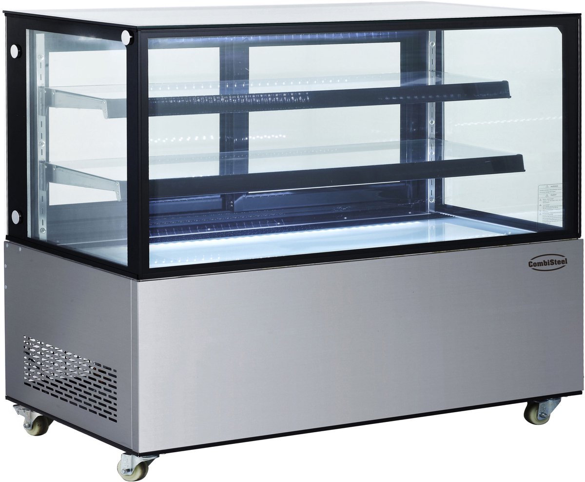 Combisteel Koelvitrine - 470L - Zwart/grijs - +2°c/+8°c - 3 Schappen - 1515x675x1210mm