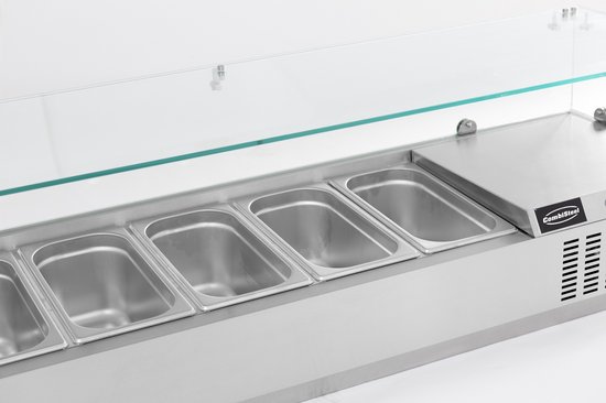 Vitrine Réfrigérée Design - 7x GN 1/4 - Paroi Vitrée - Inox - Combisteel 7450.0009 - Horeca & Professioneel