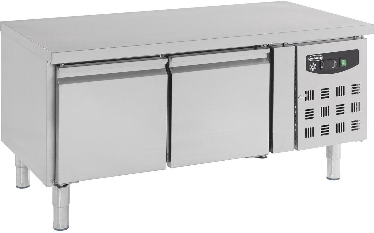 Combisteel Koelwerkbank - Laag Model - 157L - 2 Deuren 1/1 GN - +2°C/+8°C - Geforceerd - 0.34kW - 1360x700x650mm Grijs