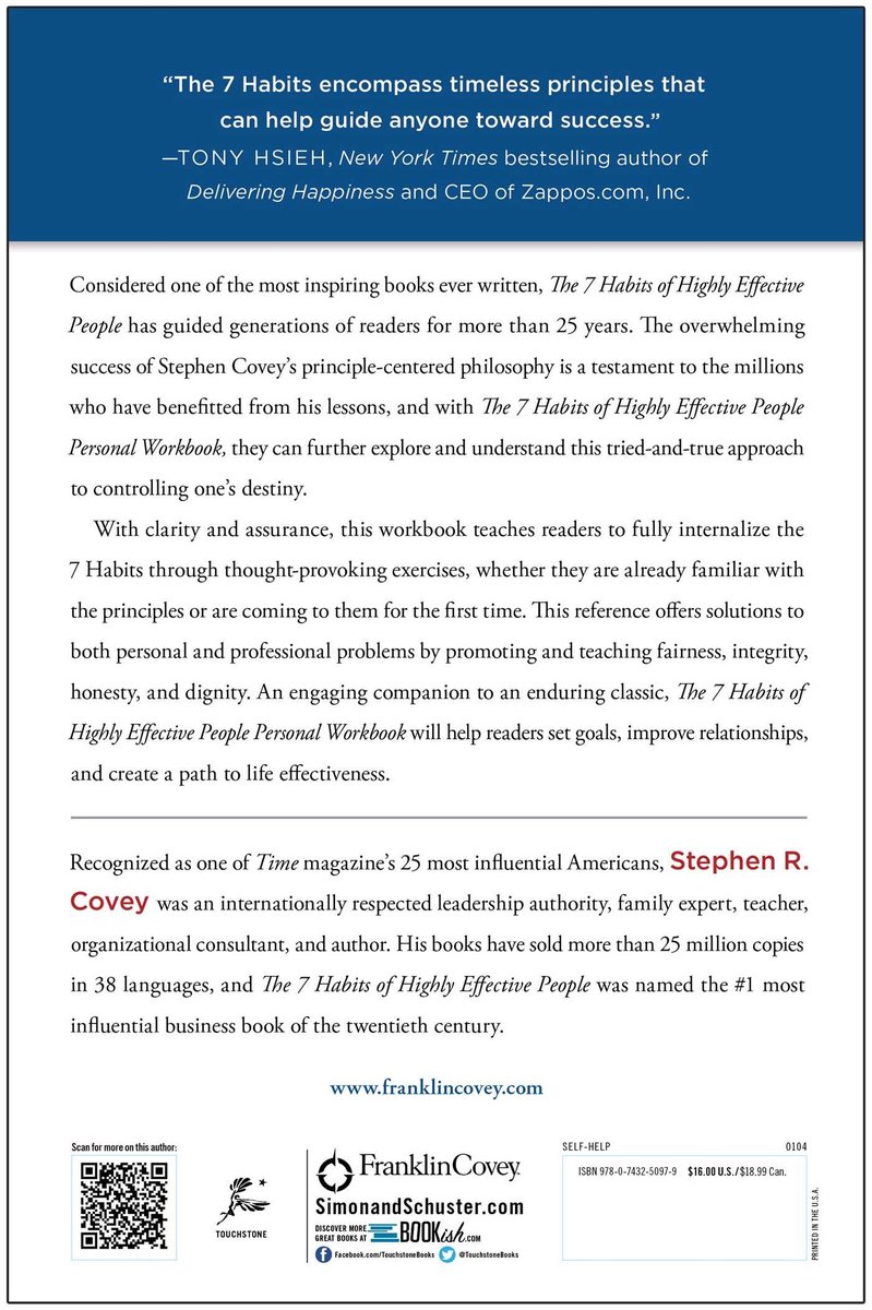 The 7 Habits of Highly Effective People Personal Workbook - back cover