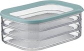 Boîte à viande Modula - 3 couches - 1650 ml - Vert nordique - Boîte de rangement avec couvercle - Pour viandes et saucisses - Boîte de réfrigérateur empilable - Sans BPA et lavable au lave-vaisselle