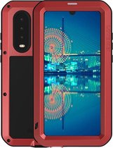Huawei P30 hoes, Love Mei, metalen extreme protection case, zwart-rood - GSM Hoesje / Telefoonhoesje Geschikt Voor: Huawei P30