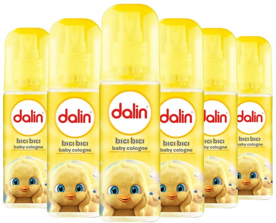 Cologne Dalin Bébé , 6 x 150 ml, Geur frais et doux pour la peau sensible des bébés - Geur familier