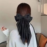 Premium Zijden Haarlint - 100% Moerbeizijde Haarstrik - Zijden Lint Haarspeld - Premium Silk Hair Ribbon Clip - Zwart